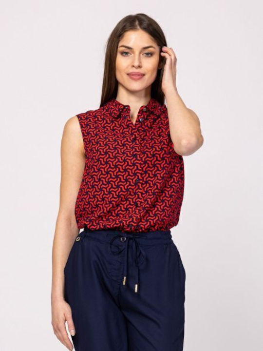 Ärmellos Damen Hemd Red