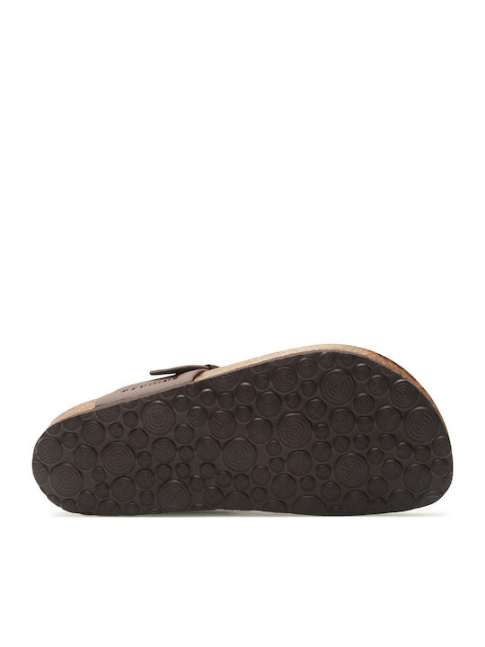 Women's Flat Sandals with Strap in Brown Color