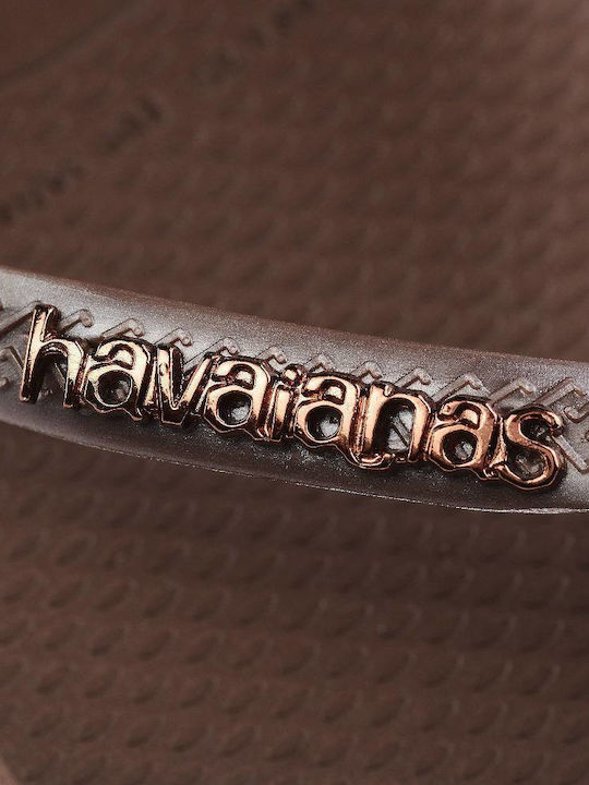 Slim Logo Metallic Дамски Джапанки в Кафяв Цвят