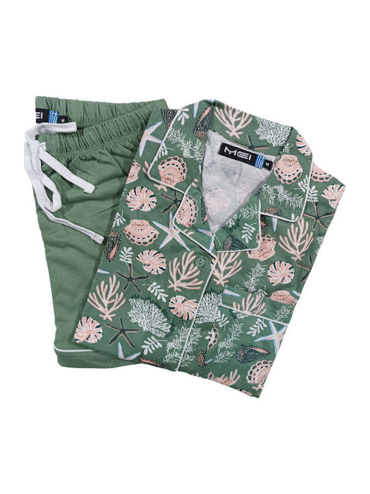 MEI Summer Women's Pyjama Set Green