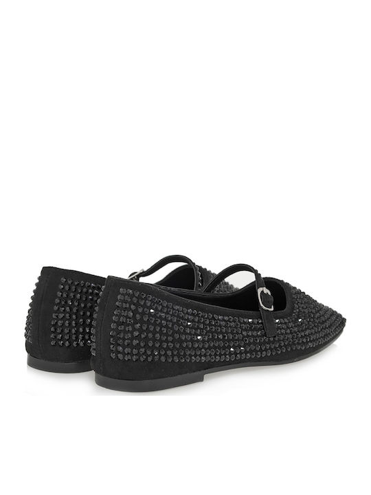 Suede Γυναικείες Μπαλαρίνες Μαύρες
