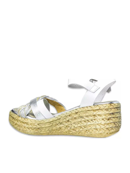 Platforme dama în Tip Espadrile Albă