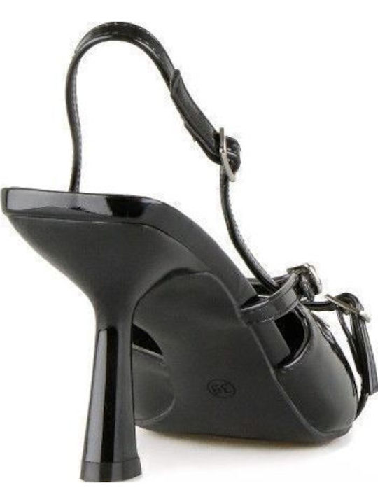 Patent Leather Black Heels with Strap