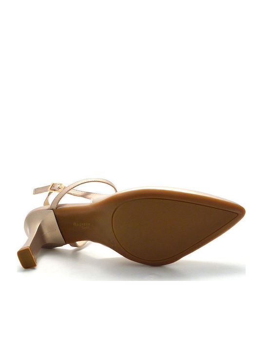 Leather Gold Heels with Strap