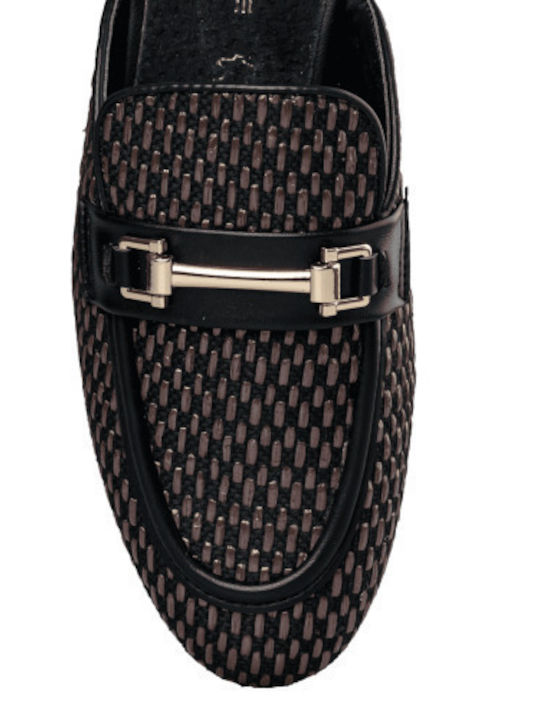 Leder Mules mit Absatz in Schwarz Farbe
