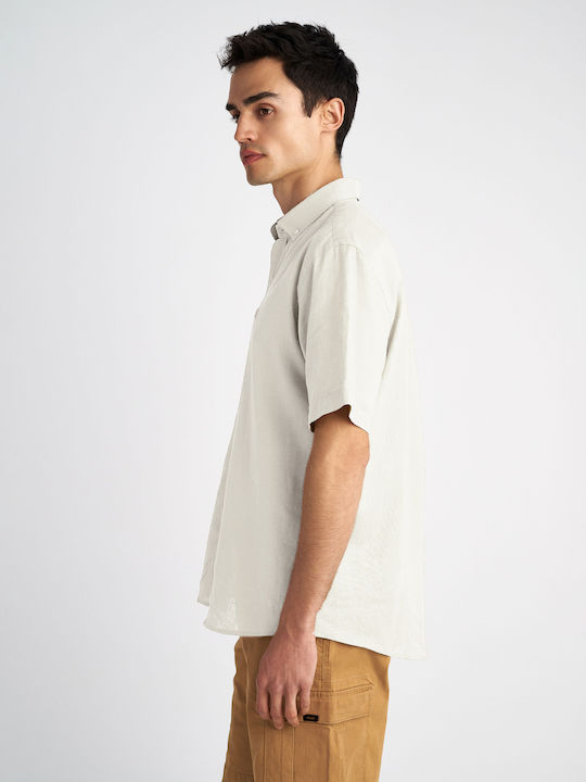 Darrel Short-sleeved Linen Shirt White