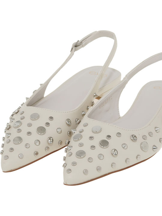 Synthetic Leather Slingback Ballerinas White