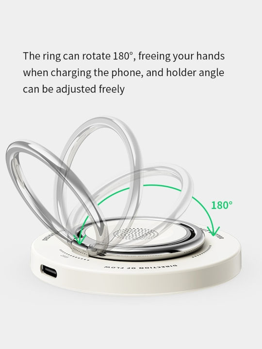 Rock W51 15W Magnetischer Ring 3 in 1 Kabelloses Ladegerät Weiß