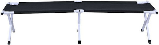 Foldable Campaign Guest Bed Aluminum Single Blue 190x64x42cm