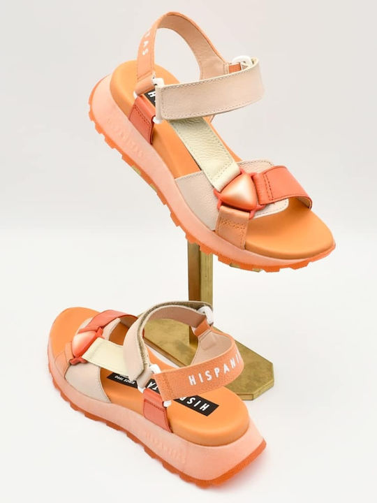 Leather Women's Flat Sandals Sporty Beige