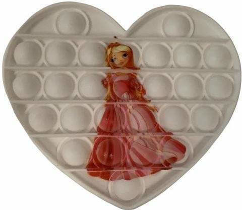 Siks Sensory Pop It Toy Silicone Bubbles Stress Relief Heart Shape Princess Design