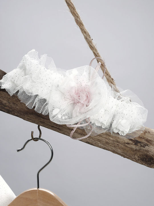 New Life Ecru Baptism Clothes Set with Hair Accessories Cardigan & Dress made of Tulle 3 Pieces