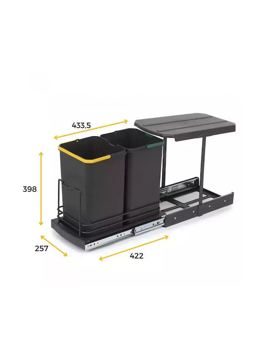 Emuca Waste Bin Recycling Plastic for Cabinet Multicolored 24lt 1pcs