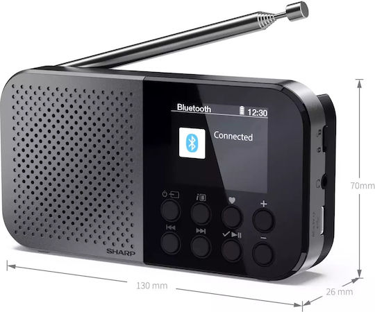 Sharp Osaka Ραδιοφωνάκι Επαναφορτιζόμενο DAB+ με Bluetooth και USB Γκρι