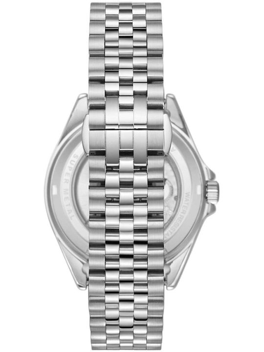 Lee Cooper Bracelet Ανδρικό Ρολόι Αυτόματο με Ασημί Μεταλλικό Μπρασελέ
