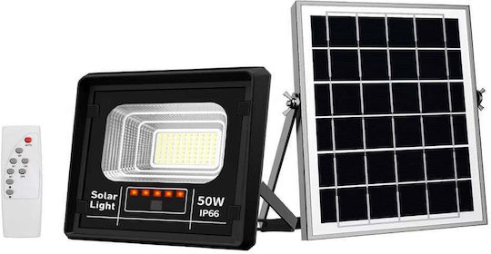 Jortan Στεγανός Ηλιακός Προβολέας LED 50W Ψυχρό Λευκό 6500K με Τηλεχειριστήριο IP66