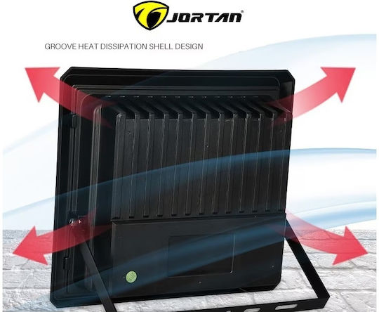 Jortan Στεγανός Ηλιακός Προβολέας LED 50W Ψυχρό Λευκό 6500K με Τηλεχειριστήριο IP66