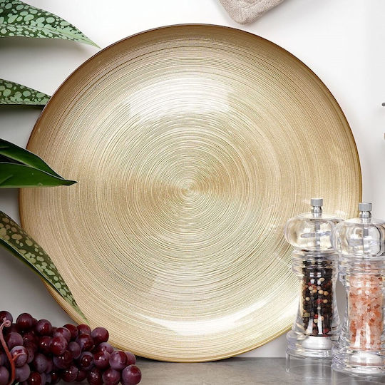 JK Home Decoration Коледна Тарелка Стъклена Златист Ø32см.