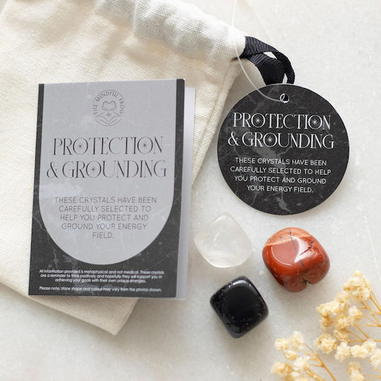 Set Κρυστάλλων Protection & Grounding Healing Crystal Πουγκί Αποθήκευσης
