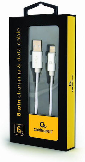 Cablexpert CCB-mUSB2B-AMLM-6-S Geflochten USB-A zu Lightning Kabel Silber 1.8m (CCB-MUSB2B-AMLM-6-S)