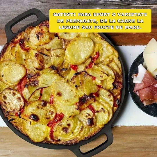 Mâner Plită Rotundă Japoneză Siks Placă Grătar Antiaderentă Multistrat 30 Cm Diametru Negru