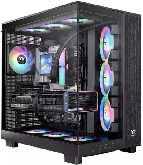 Thermaltake View 380 XL TG ARGB Gaming Midi Tower Computer Case with Side Window Black