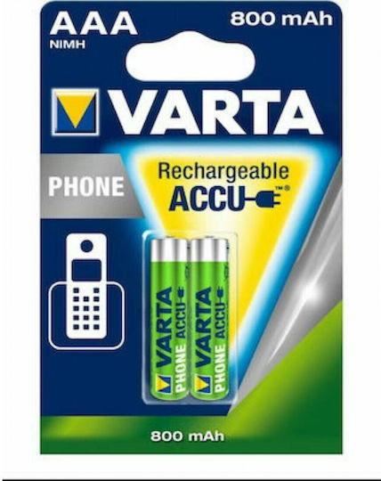 Varta Rechargeable Accu Επαναφορτιζόμενες Μπαταρίες AAA Ni-MH 800mAh 1.2V 2τμχ