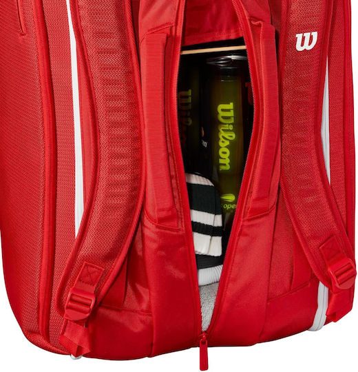 Wilson Super Tour Τσάντα Πλάτης Τένις 15 Ρακετών Κόκκινη