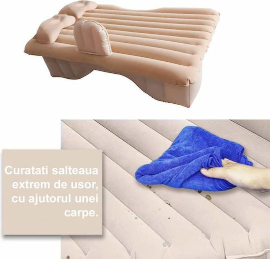 Saltea Gonflabilă pentru Mașină Siks Scaun Spate 2 Perne Incluse Pompa 140 X 87 Cm Bej