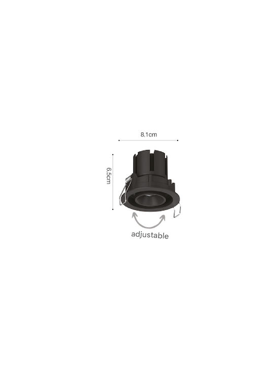 Inlight Metallic Recessed Spot with Integrated LED and Natural White Light Black 1pcs