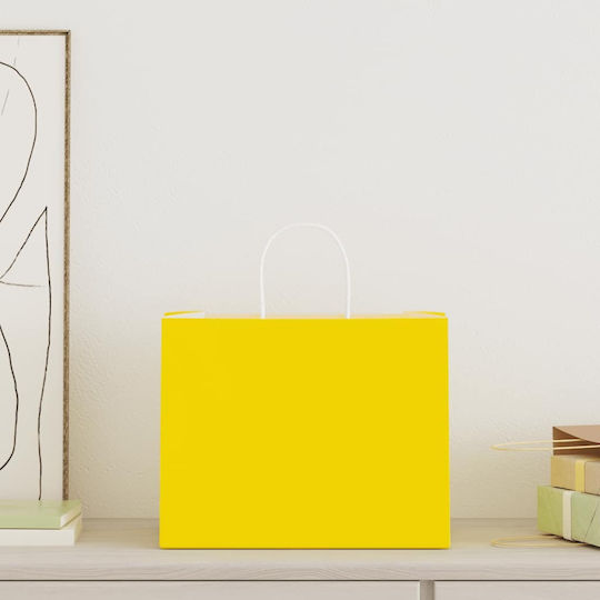 vidaXL Papier Tasche für Geschenke Gelb 32x24x22cm. 250Stück