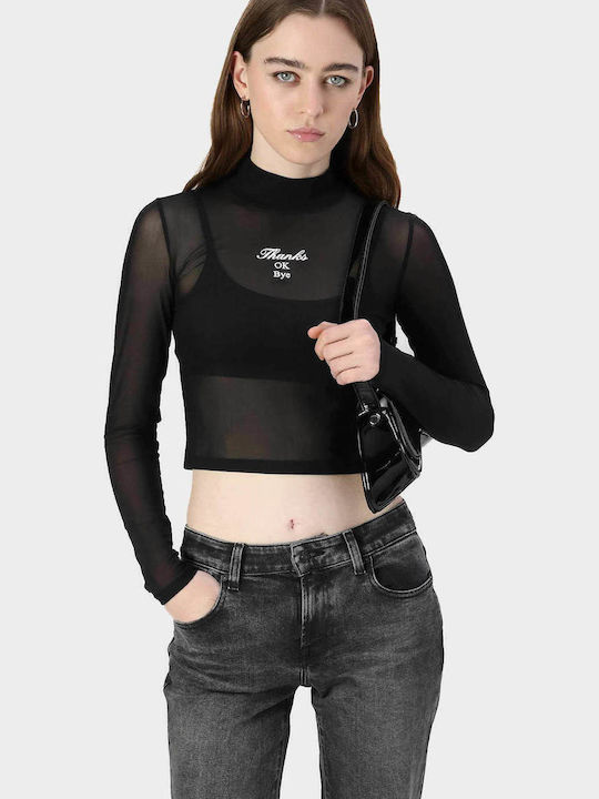 Women's Blouse with Sheerness Black