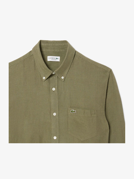 Long-sleeved Linen Shirt Khaki