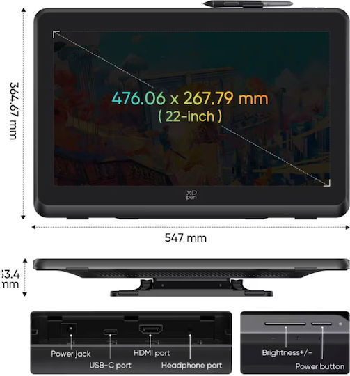 XP-Pen Artist 22 Gen 2 Plus Stilou digital cu ecran 22"