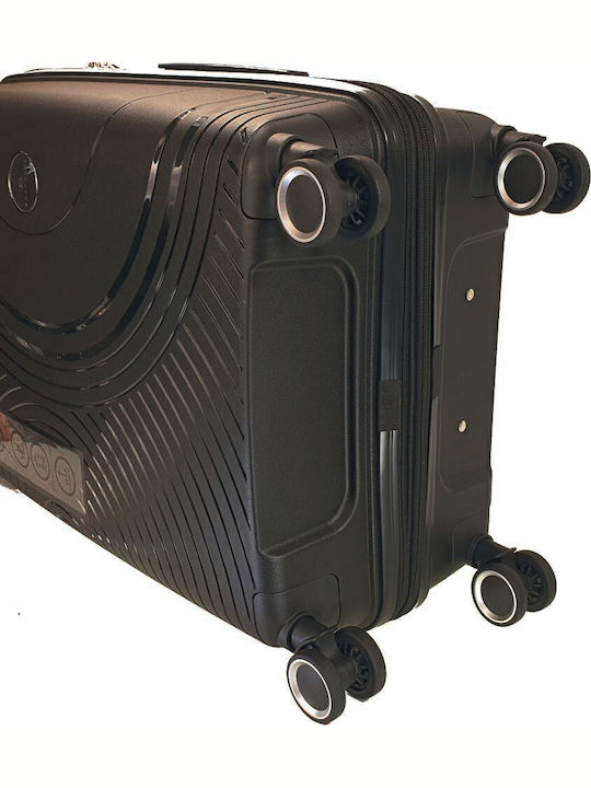 Bartuggi Large Hard Travel Suitcase Black with 4 Wheels Height 76cm