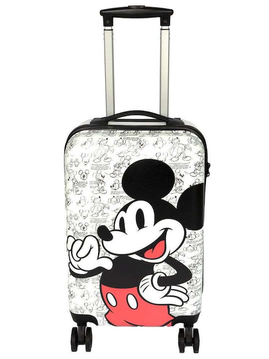 Disney Kids Cabin Hard White Black Suitcase With 4 Wheels Height 55cm
