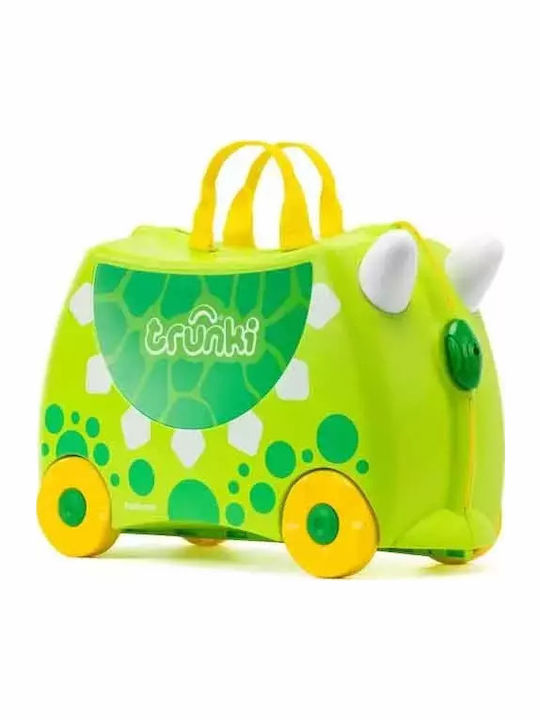 Trunki Trunkisaurus Rex Детски Куфар За Пътуване Кабинен Твърд Зелен С 4 Колела Височина 31см