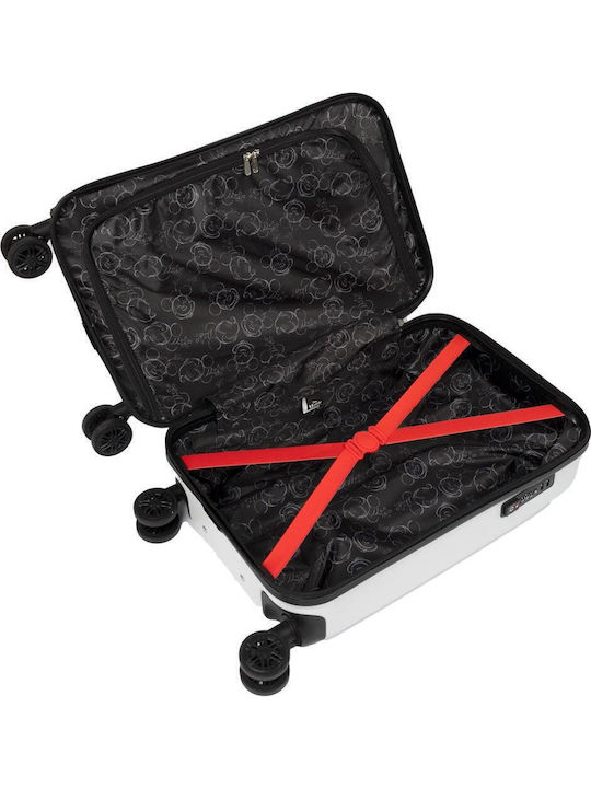 Disney Kids Cabin Hard White Black Suitcase With 4 Wheels Height 55cm