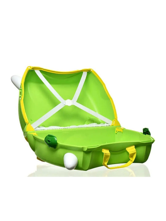 Trunki Trunkisaurus Rex Детски Куфар За Пътуване Кабинен Твърд Зелен С 4 Колела Височина 31см