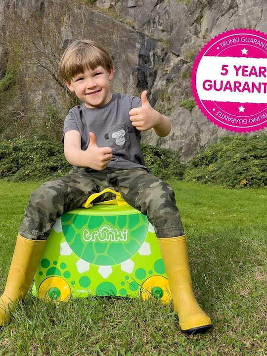 Trunki Trunkisaurus Rex Детски Куфар За Пътуване Кабинен Твърд Зелен С 4 Колела Височина 31см