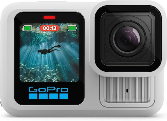GoPro Hero13 Action Camera 5K Resolution 360° Underwater Standard with 2.27" Screen and Wi-Fi Polar White