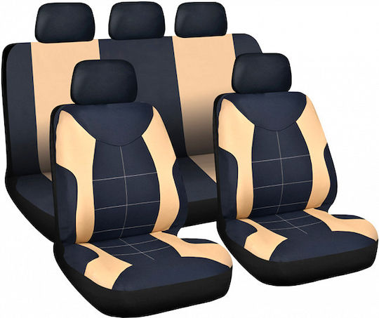 Set Huse Auto 9buc Poliester Bej / Negru