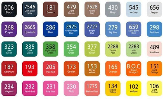 M&G Μαρκαδόροι Ζωγραφικής 6.2mm Λεπτοί, με Διπλή Μύτη Σετ 40 χρώματα