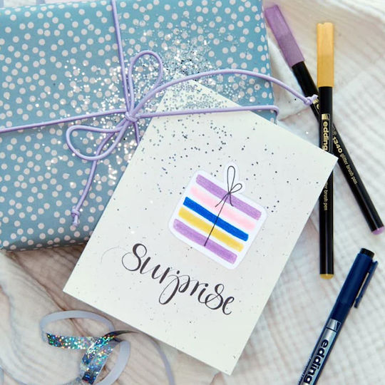 Μαρκαδόρος Πινέλο Edding E-1340 Glitter Brushpen Διάφανο Edding
