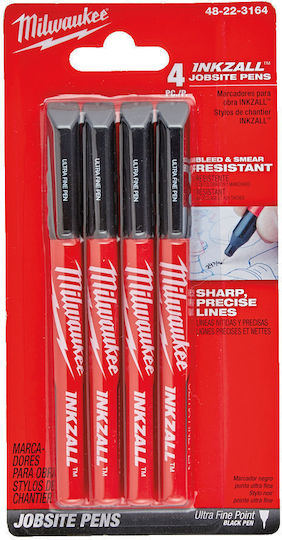 Milwaukee Inkzall Permanent Markers 0.6mm Black 4pcs