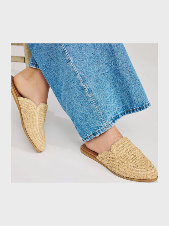 Jade Flats Flach Mules in Beige Farbe