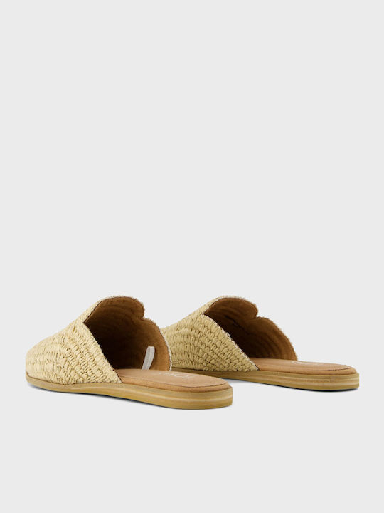 Jade Flats Flach Mules in Beige Farbe