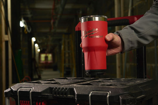 Milwaukee Packout Glass Thermos Stainless Steel 591ml Red with Mouthpiece