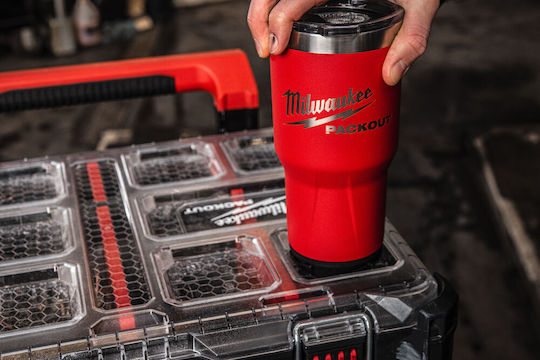 Milwaukee Packout Glass Thermos Stainless Steel 887ml Red with Mouthpiece
