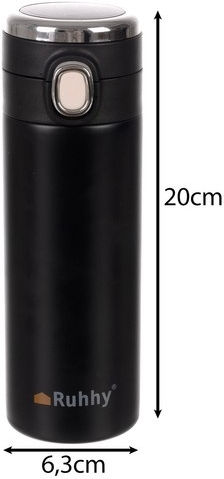 Glass Thermos Stainless Steel 420ml Black with Mouthpiece